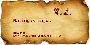 Malinyák Lajos névjegykártya